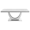 71 Inch Dining Table Rectangular White Faux Marble Top Pedestal Base By Casagear Home BM315256