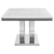 71 Inch Dining Table Rectangular White Faux Marble Top Pedestal Base By Casagear Home BM315256