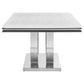 71 Inch Dining Table Rectangular White Faux Marble Top Pedestal Base By Casagear Home BM315256