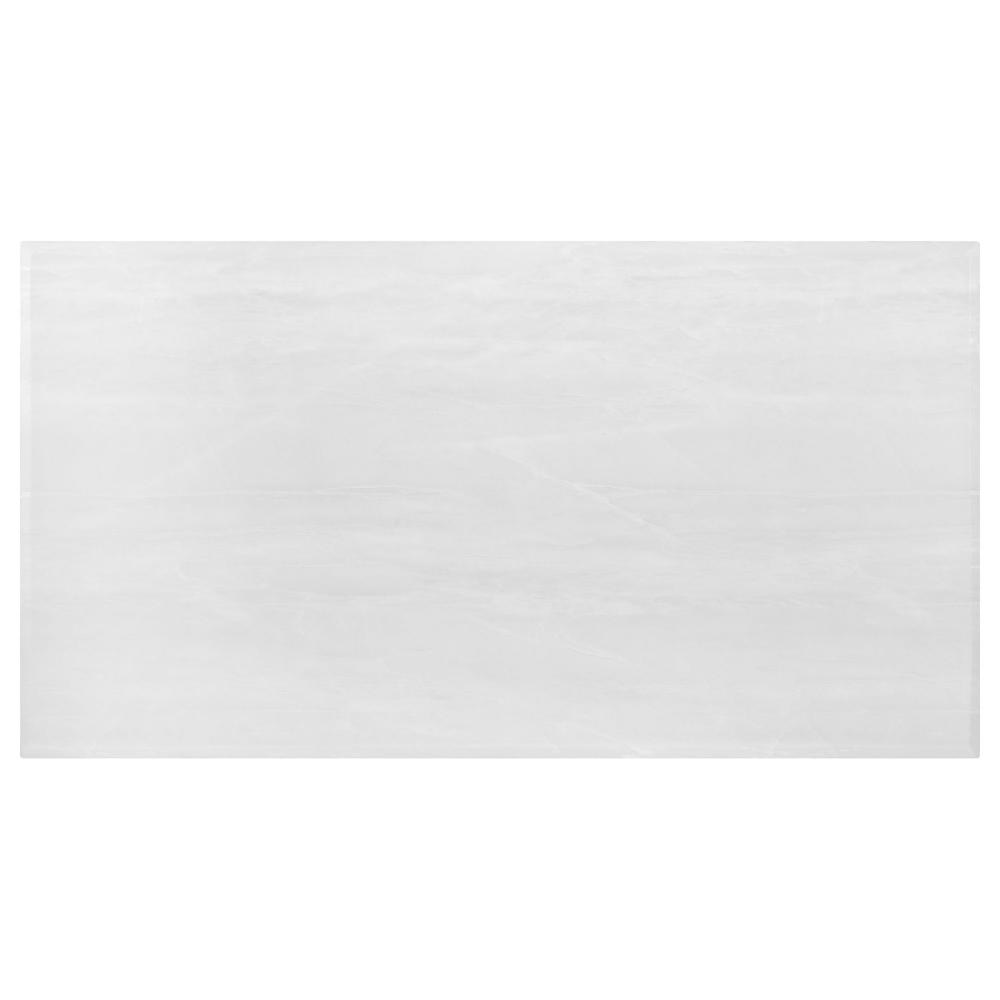 71 Inch Dining Table Rectangular White Faux Marble Top Pedestal Base By Casagear Home BM315256