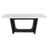 Shoy 72 Inch Dining Table Rectangular White Marble Top Trestle Brown By Casagear Home BM315258
