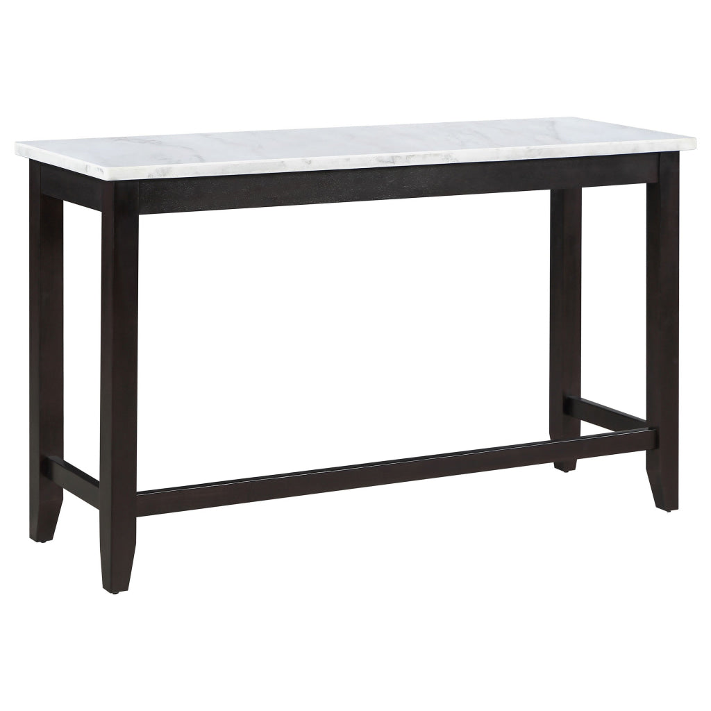 36 Inch Counter Height Table Rectangular White Marble Top Espresso Brown By Casagear Home BM315259