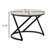 24 Inch Accent Coffee Table White Marble Top C Base Black Metal Finish By Casagear Home BM315263