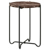 22 Inch Accent Table Round Red Marble Top Crossed Open Black Metal Base By Casagear Home BM315264