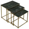 Agi 3 Piece Nesting Side Table Set Green Square Marble Gold Metal Frame By Casagear Home BM315268