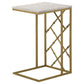 Syp 25 Inch Accent Table White Marble Top Gold Crossed Open Metal Frame By Casagear Home BM315269