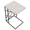 Syp 25 Inch Accent Table White Marble Top Gray Metal Crossed Open Frame By Casagear Home BM315270