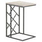 Syp 25 Inch Accent Table White Marble Top Gray Metal Crossed Open Frame By Casagear Home BM315270