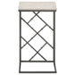 Syp 25 Inch Accent Table White Marble Top Gray Metal Crossed Open Frame By Casagear Home BM315270