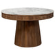 Evi 46 Inch Dining Table Round Marble Top Pedestal Base Fluted Brown By Casagear Home BM315271
