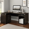 Niti 2 Piece Home Office L Desk with File Cabinet, Keyboard Tray Dark Brown By Casagear Home