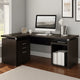 Niti 2 Piece Home Office L Desk with File Cabinet, Keyboard Tray Dark Brown By Casagear Home