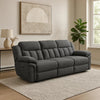 Diko 99 Inch Dual Power Recliner Sofa, Cushioned Tufted Seats, Gray Finish By Casagear Home
