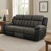 Diko 99 Inch Dual Power Recliner Sofa, Cushioned Tufted Seats, Gray Finish By Casagear Home
