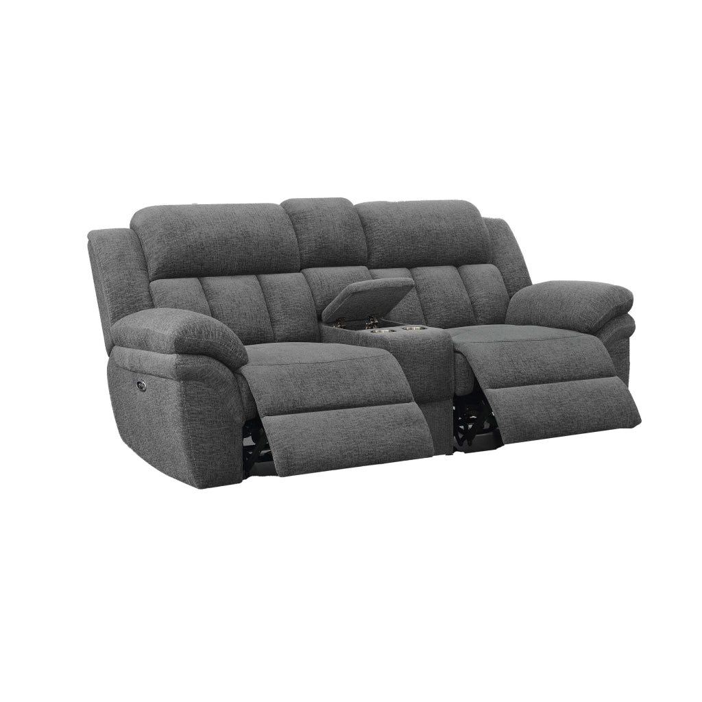 Diko 86 Inch Power Recliner Loveseat Cupholders Storage Console Gray By Casagear Home BM315276