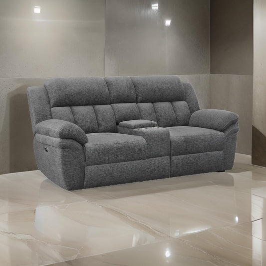 Diko 86 Inch Power Recliner Loveseat Cupholders Storage Console Gray By Casagear Home BM315276