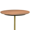 27 Inch Side Table, Round Peach Marble Top, Gold Metal Frame, Pedestal Base By Casagear Home