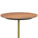 27 Inch Side Table Round Peach Marble Top Gold Metal Frame Pedestal Base By Casagear Home BM315277