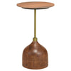 27 Inch Side Table Round Peach Marble Top Gold Metal Frame Pedestal Base By Casagear Home BM315277