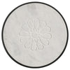 21 Inch Side End Table Round Marble Top Floral Motifs Black Frame White By Casagear Home BM315279