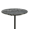Side End Drink Table, Round Gray White Marble Top, Pedestal Base 14x14x24 By Casagear Home