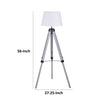 56 Inch Floor Lamp White Tapered Drum Shade Weathered Gray Tripod Base By Casagear Home BM315285