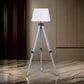 56 Inch Floor Lamp White Tapered Drum Shade Weathered Gray Tripod Base By Casagear Home BM315285