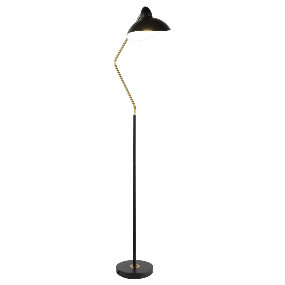 69 Inch Floor Lamp V Curved Arm Wavy Edges Black Metal Gold White By Casagear Home BM315286