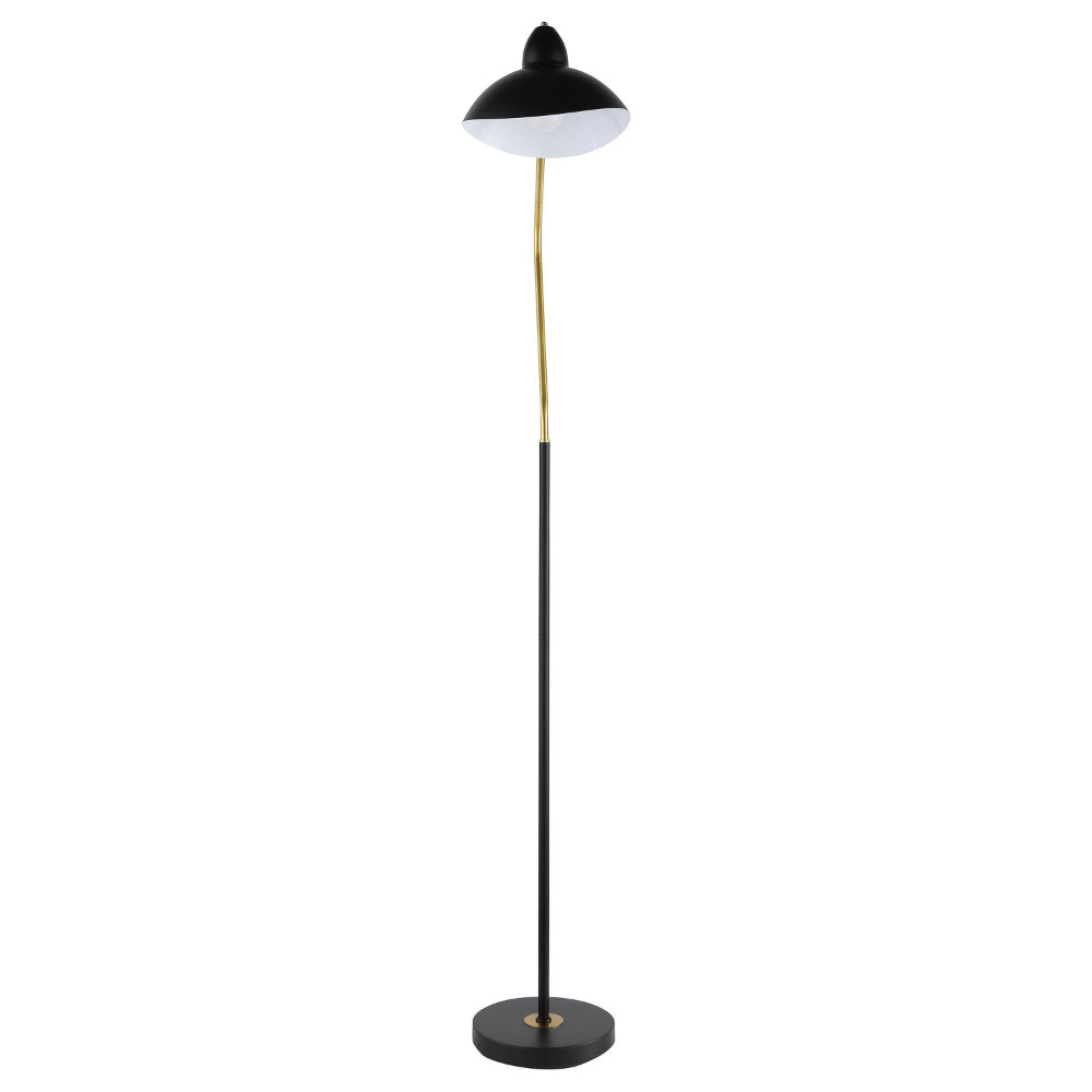 69 Inch Floor Lamp V Curved Arm Wavy Edges Black Metal Gold White By Casagear Home BM315286