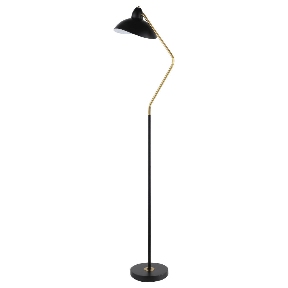 69 Inch Floor Lamp V Curved Arm Wavy Edges Black Metal Gold White By Casagear Home BM315286