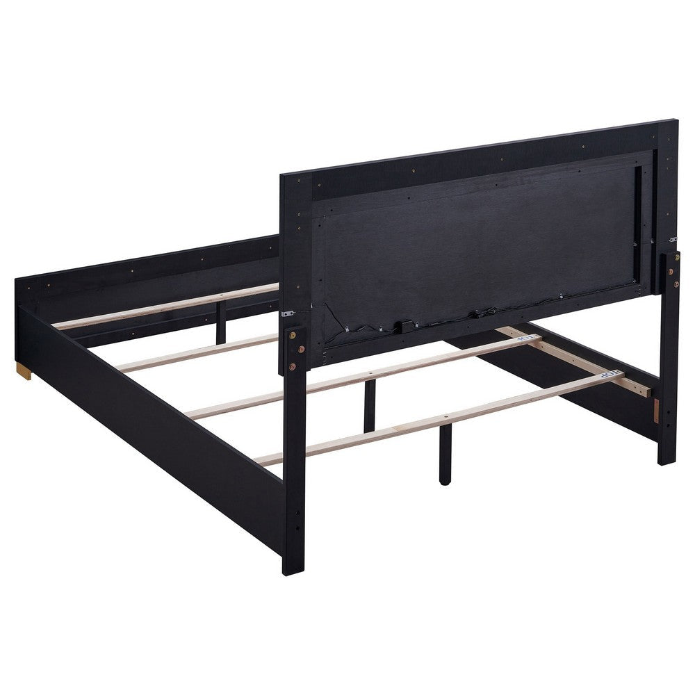 Dex Platform King Size Bed Panel LED Headboard Black Wood Melamine Finish By Casagear Home BM315287