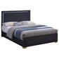 Dex Platform King Size Bed, Panel LED Headboard, Black Wood Melamine Finish By Casagear Home