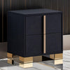 Dex 22 Inch Nightstand, 2 Drawers with Long Vertical Gold Handles, Black By Casagear Home