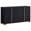 Dex 59 Inch Wide Dresser, 6 Drawers with Long Vertical Gold Handles, Black By Casagear Home