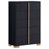 Dex 50 Inch Tall Dresser Chest 5 Drawers with Vertical Gold Handles Black By Casagear Home BM315291