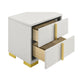 Dex 22 Inch Nightstand 2 Drawers with Long Vertical Gold Handles White By Casagear Home BM315294