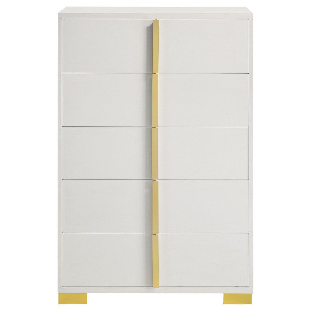Buy Dex 50 Inch Tall Dresser Chest, 5 Drawers with Vertical Gold