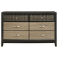 Aki 58 Inch Dresser 6 Drawers with Geometric Cut Out Design Black Brown By Casagear Home BM315300