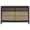 Aki 58 Inch Dresser 6 Drawers with Geometric Cut Out Design Black Brown By Casagear Home BM315300