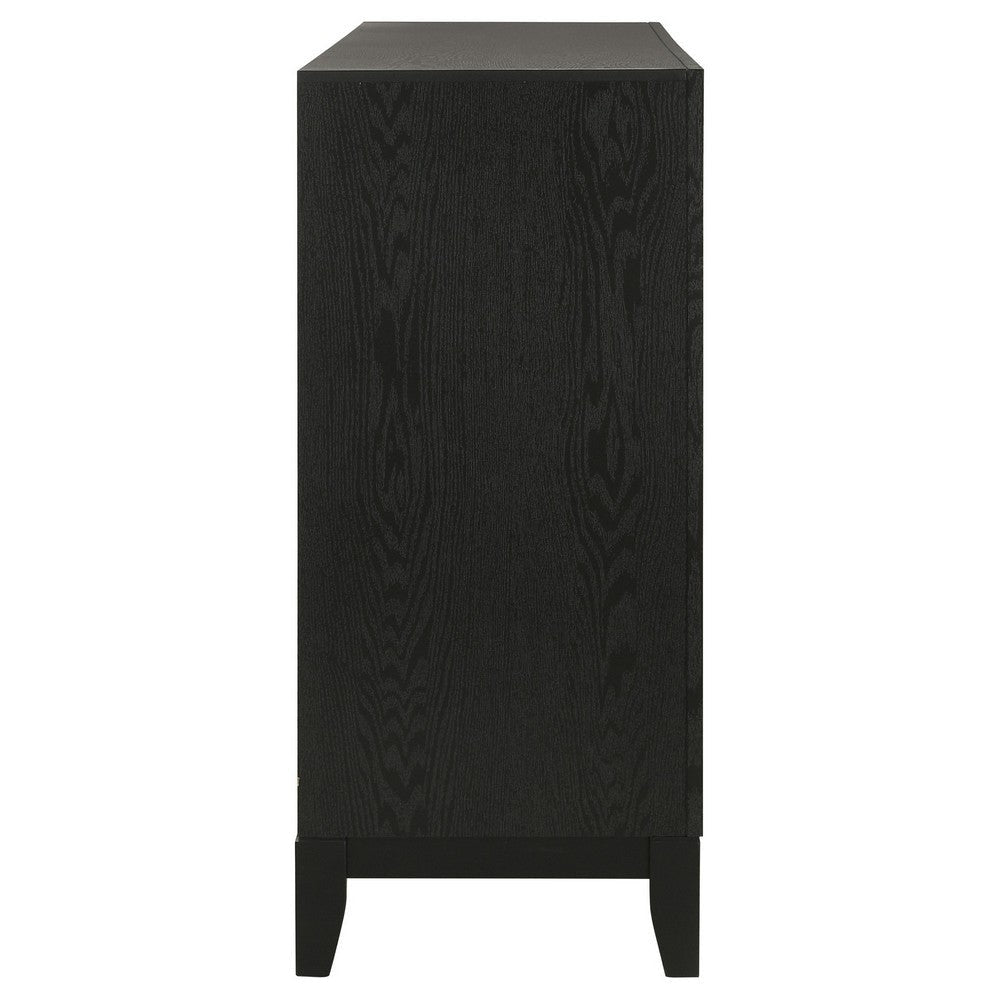 Aki 58 Inch Dresser 6 Drawers with Geometric Cut Out Design Black Brown By Casagear Home BM315300