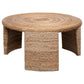 Asha 36 Inch Coffee Table Round Shaped Top with Natural Rattan Wrapping By Casagear Home BM315303