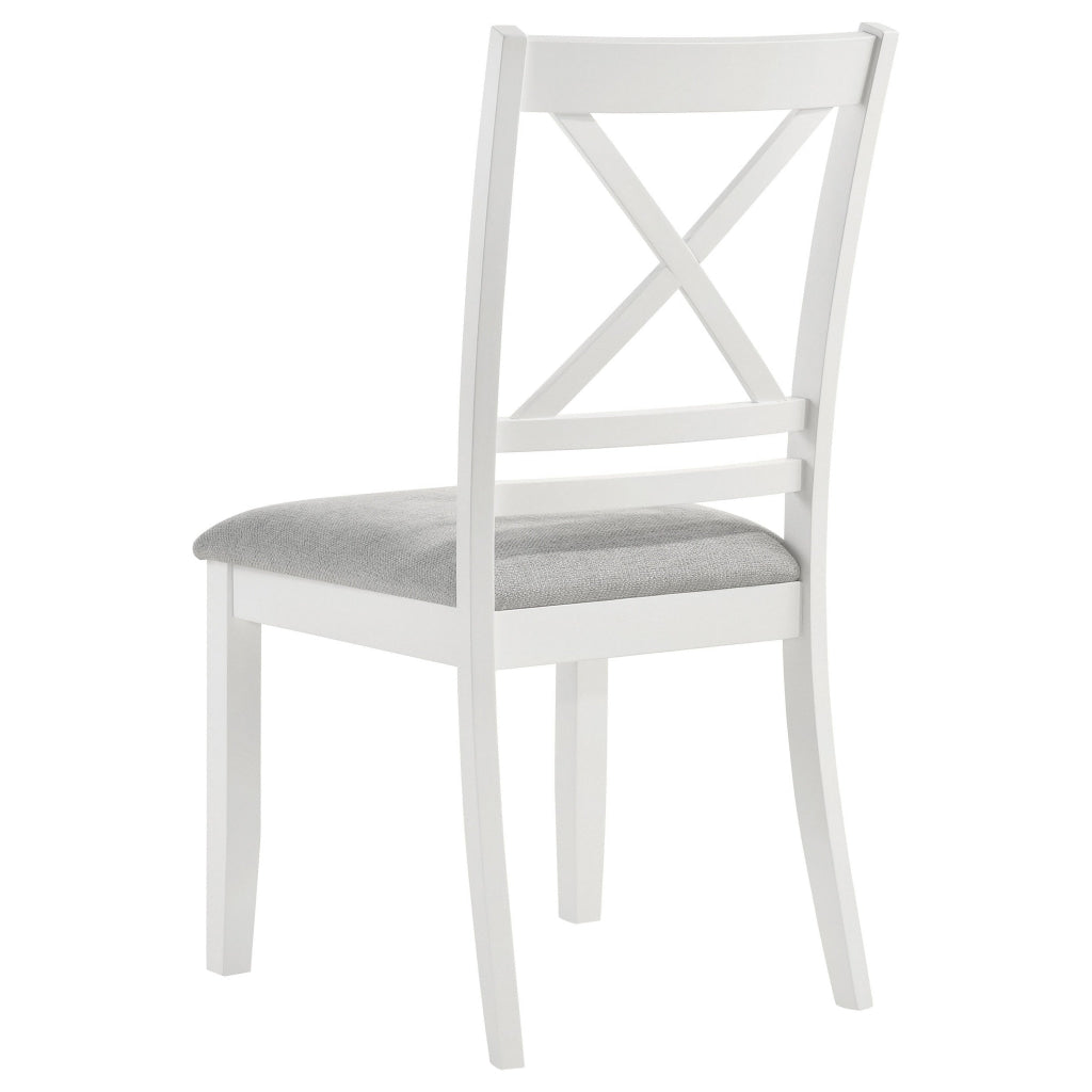 Hoa 18 Inch Dining Side Chair Set of 2 Gray Padded Seat White Solid Wood By Casagear Home BM315307