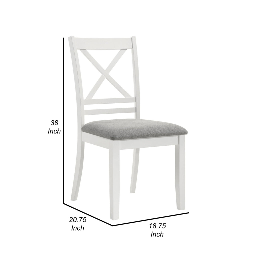 Hoa 18 Inch Dining Side Chair Set of 2 Gray Padded Seat White Solid Wood By Casagear Home BM315307