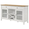 Hoa 59 Inch Dining Sideboard Console Cabinet 2 Doors White Brown Wood By Casagear Home BM315308