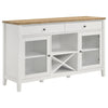 Hoa 59 Inch Dining Sideboard Console Cabinet 2 Doors White Brown Wood By Casagear Home BM315308