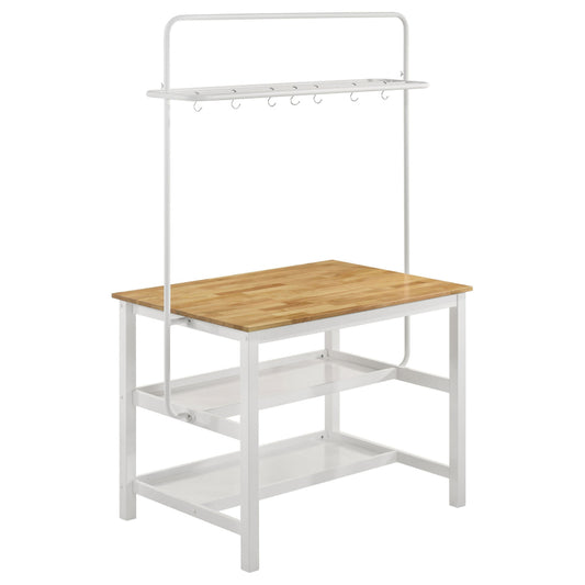 Hoa 77 Inch Counter Height Kitchen Table Racks Hook Stand White Wood By Casagear Home BM315309