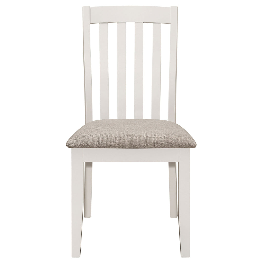 Ane 20 Inch Dining Side Chair Set of 2 Farmhouse Slatted Back White Wood By Casagear Home BM315312