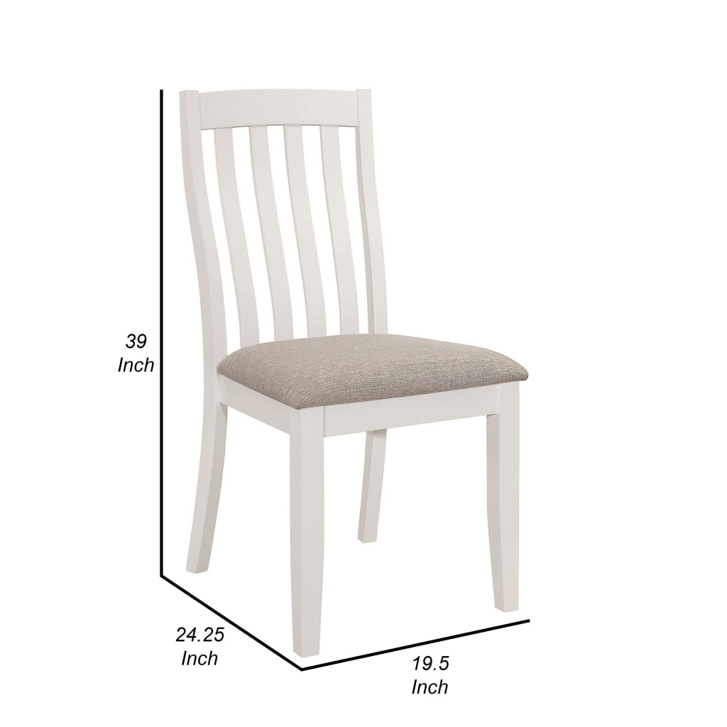 Ane 20 Inch Dining Side Chair Set of 2 Farmhouse Slatted Back White Wood By Casagear Home BM315312