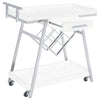 Kne 35 Inch Rolling Bar Cart 2 Tier with Drawer Stand White Wood Chrome By Casagear Home BM315314