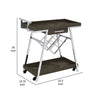 Kne 35 Inch Rolling Bar Cart 2 Tier with Drawer Stand Black Wood Chrome By Casagear Home BM315315